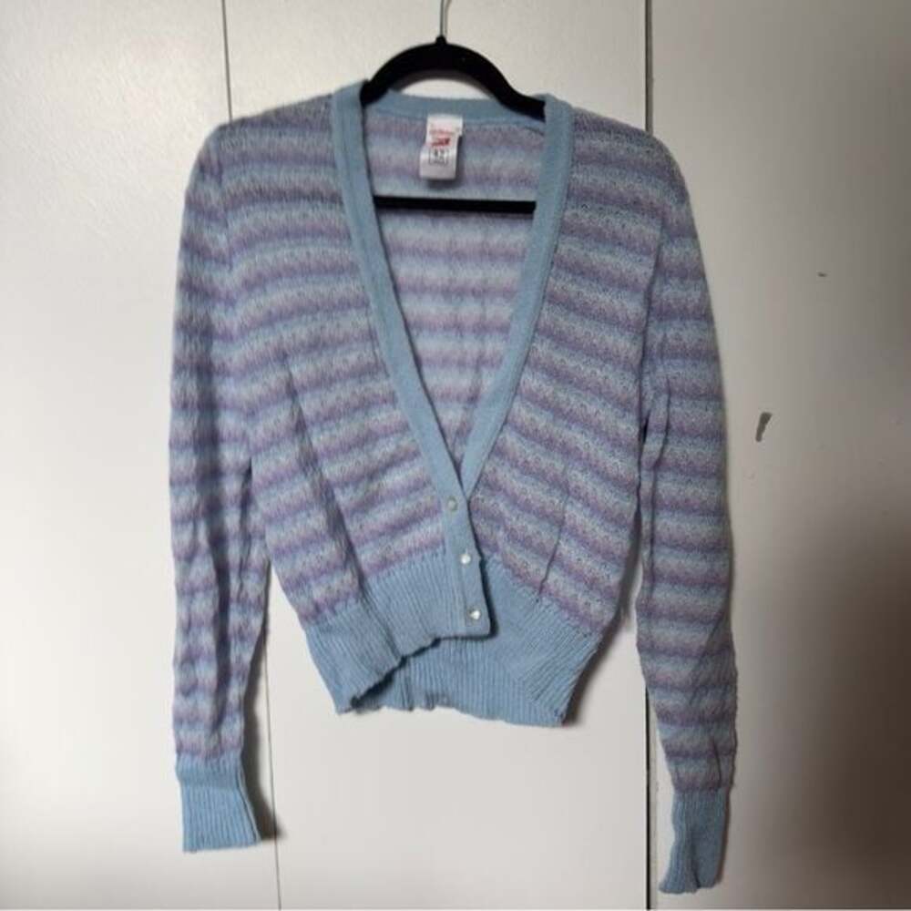 Vintage St. Michael Striped Cardigan Pastel Blue & Purple